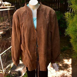 CHI CARLOS FALCHI SUEDE JACKET SZ 3X PLUS NWT